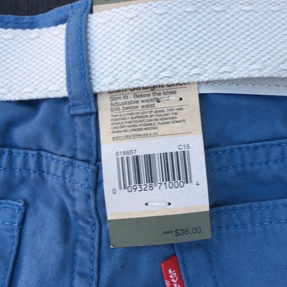 Brand New Levi’s Blue Dress shorts w/ belt size 7x - Picture 3 of 4